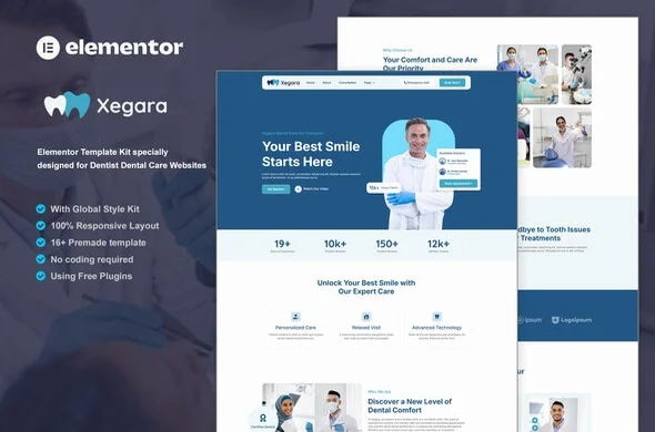 Xegara 1.0 – Dentist Dental Care Elementor Template Kit